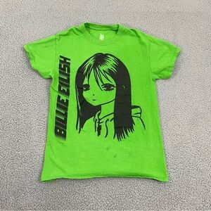Billie Eilish Anime Portrait Shirt Sz S Green Short Sleeve Official Tee